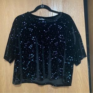 Hot Topic size 4 Black Velvet with Constellation Crip Top